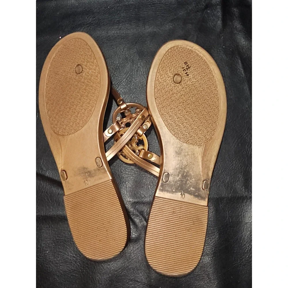 Tory Burch Womens Rose Gold Mini Miller Jelly Thong Sandals 10